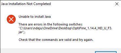 When i try to open up optifine with java this happens: What do I do?