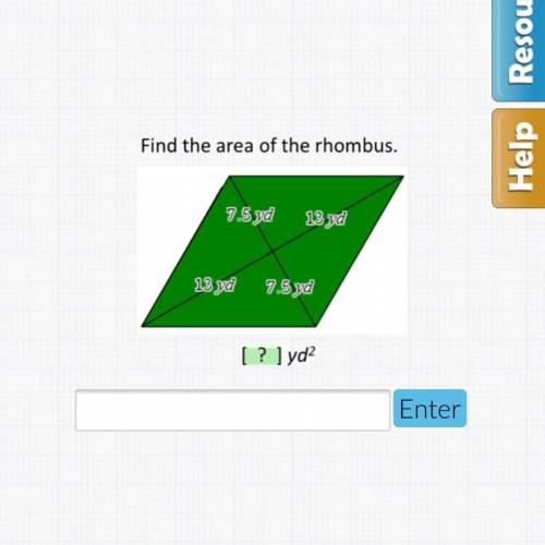Find the area of rhombus. Please help