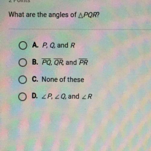 What are the angles of Triangle PQR ?
