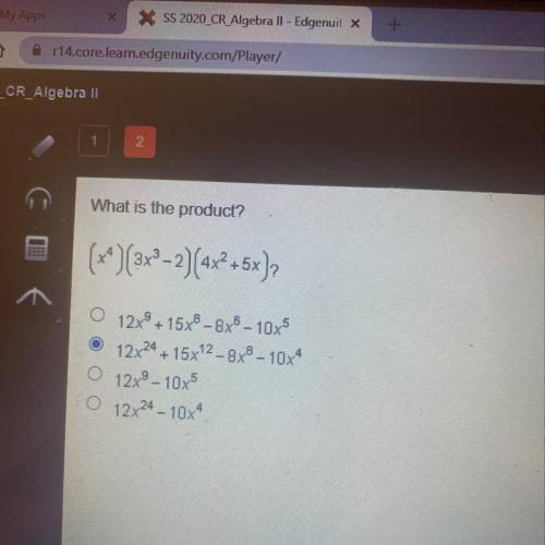 What is the product? (x^4)(3x^3-2)(4x^2)(4x^2+5x)

(A 12x^9+15x^8-8x^6-10x^5
(B 12x^24+15x^12-8x^8