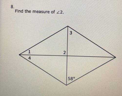 Find the measure of ∠2.
a. 32
b. 64
c. 116
d. 90