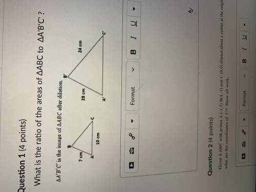 What is the ratio of the areas of ABC to A’B’C’???