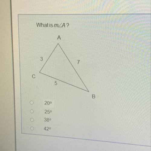 What is the measure angle of A? help please!!