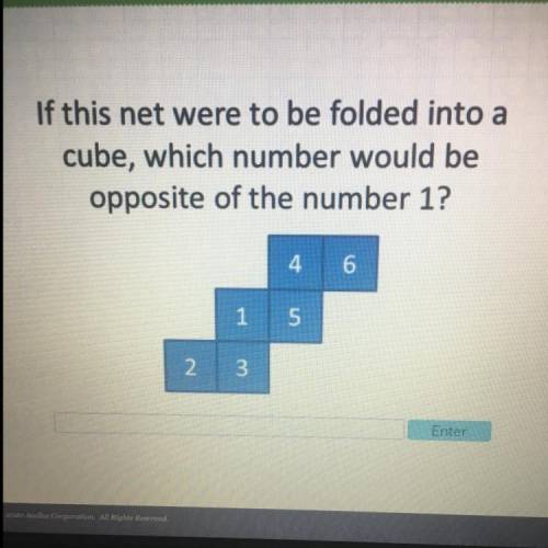 If this net where folded into a cube,which number would be opposite the number 1