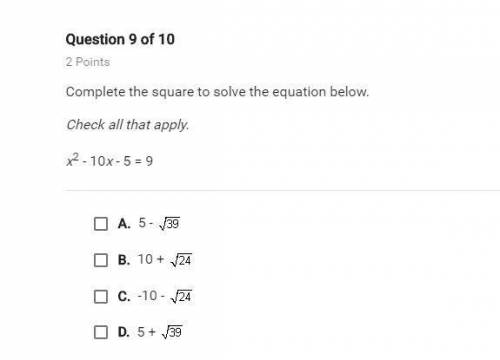 Complete the square to solve the equation below (check all that apply)