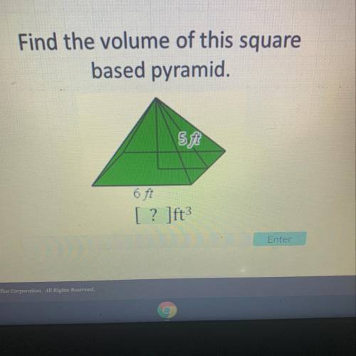 Find the volume of this square
based pyramid.
Please help confused