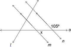 Find the value of x in the given figure using properties of parallel lines. answers: A) 35° B) 15°