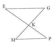 Given ∠E≅∠P, K is the midpoint of EP Prove EG≅MP