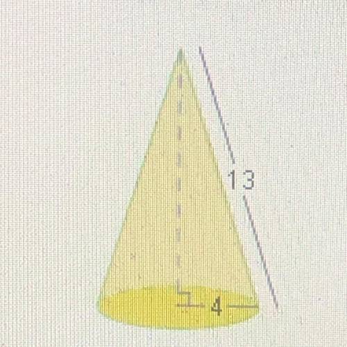 What is the surface area of the right cone below?

A. 68 units2
B. 54 77 units
ОООО
C. 52 units
D.