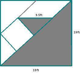 Find the area of the shaded region.The base and the height of the smaller shaded right triangle are