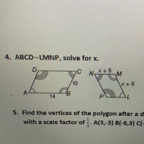 4. ABCD LMNP, solve for x.