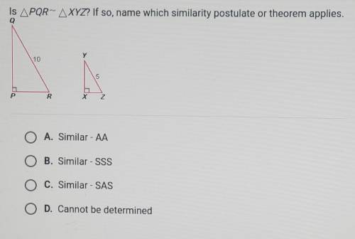 Is PQR = STU? if so, name which similarity postulate or theorem applies.