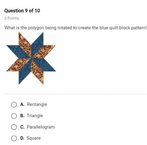 What is the polygon being rotated to create the blue quilt block pattern