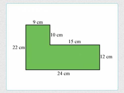 What is the area of the shape shown? A. 92 square cm B. 378 square cm C. 486 square cm D. 798 squar