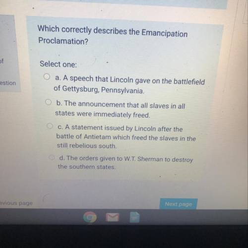Which correctly describes the Emancipation Proclamation?