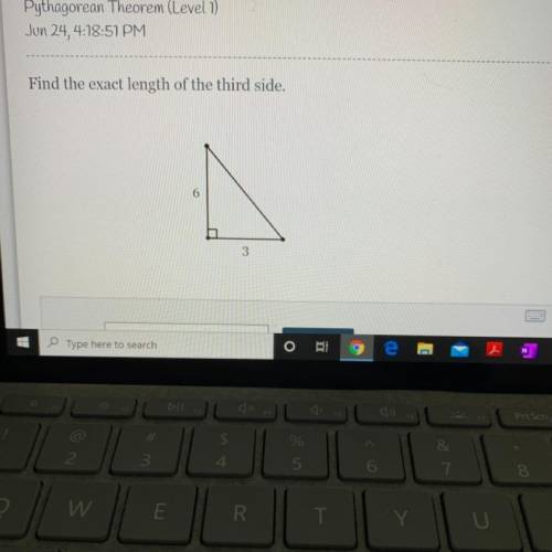 Find the exact length of the third side. (Pythagorean Theorem)