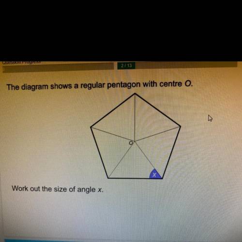 The diagram shows a regular pentagon with centre O.