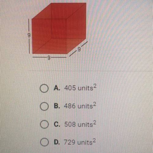 What is the surface area of the cube below ?