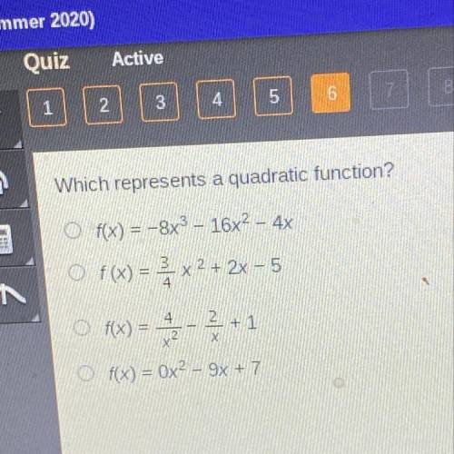 Which represents a quadratic function