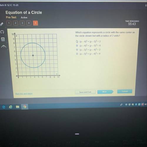 101

y
9
8
Which equation represents a circle with the same center as
the circle shown but with a