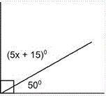 Based on the figure below, what is the value of x? A right angle is shown divided in two parts. The