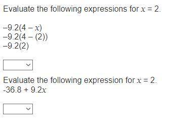 Evaluate the following expressions for x = 2.