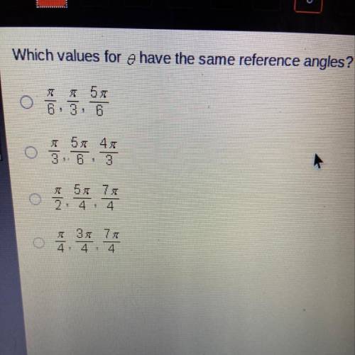 Which values for thata have the same reference angles