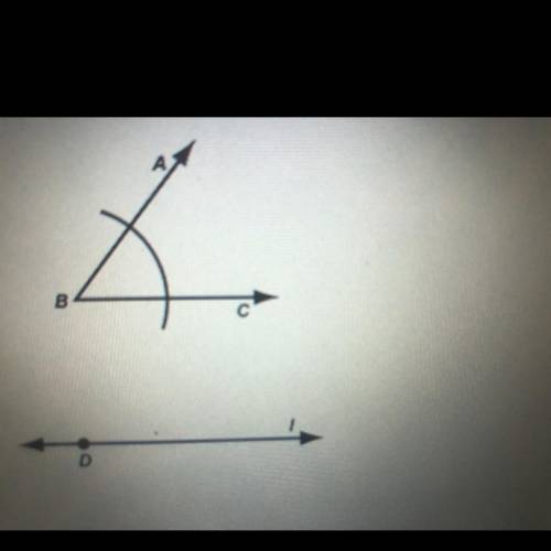 Which can be a possible next step in the construction of an angle with a side on a line l that is c