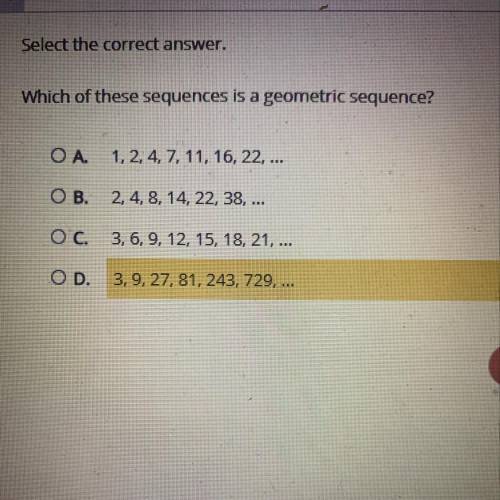 Which of these sequences is a geometric sequence?