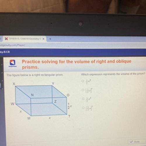 Practice solving for the volume of right and oblique

prisms.
Assignment
The figure below is a rig