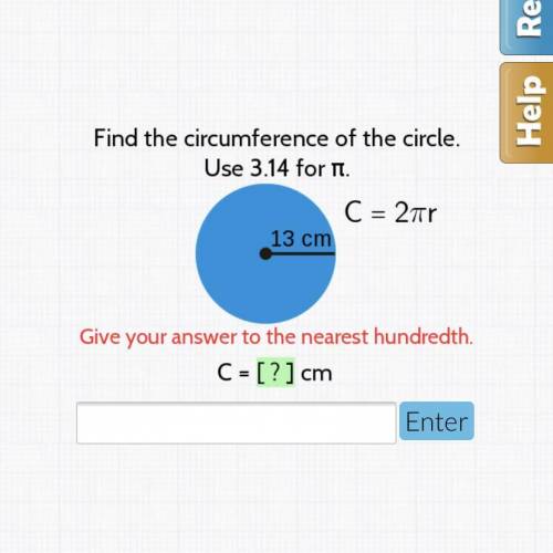Find the circumference of the circle use 3.14