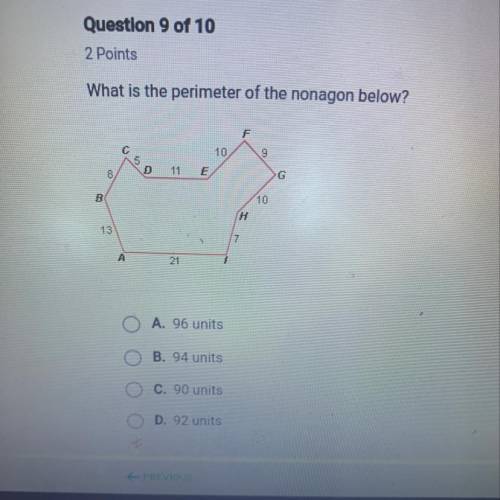 What is the perimeter of the nonagon below?