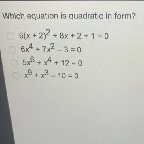 Which equation is quadratic in form
