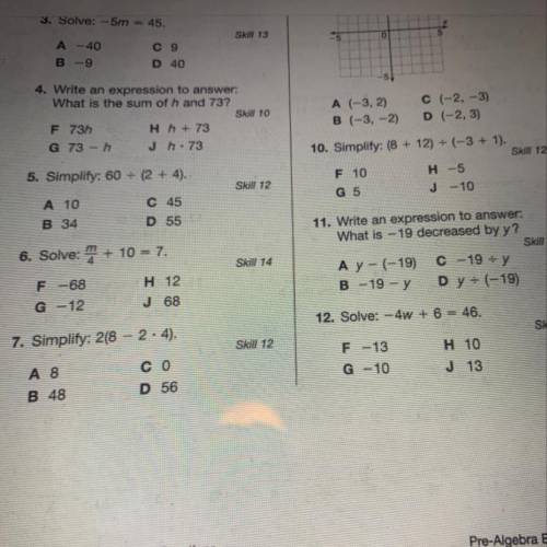 Need help with 4-7 and 10-12