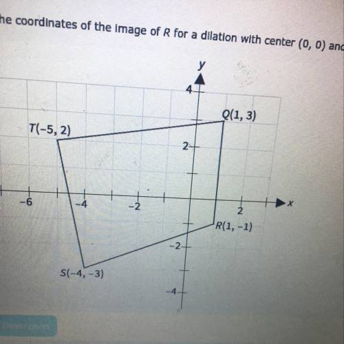 What are the coordinates of the image of R for a dilation with center (0,0) and scale factor 3?