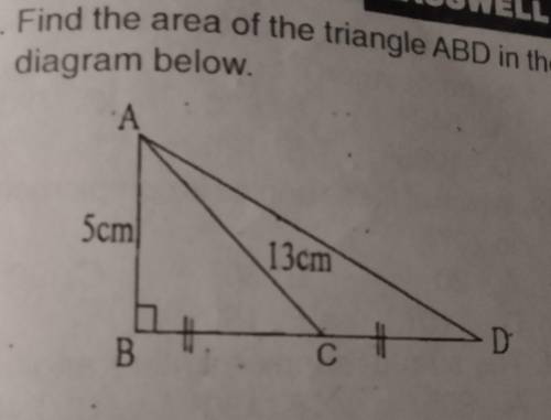 28. Find the area of the triangle ABD in the diagram below.