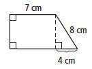 What is the area of the trapezoid below? Select one: a. 88 cm2 b. 44√3 cm2 c. 65 cm2 d. 36√3 cm2