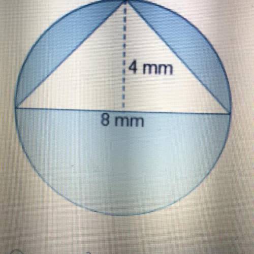 What is the area of the shaded part of the circle that has a diameter of 8 mm? Use 3.14 for

4 mm