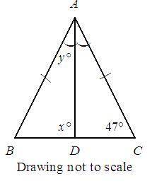 Find the values of x and y in triangle ABCD
