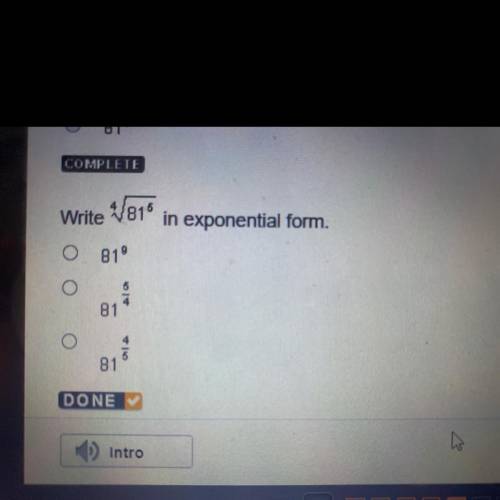What is 4 square root of 81 to the fifth power in exponential form