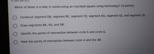 Which of these is a step constructing an inscribed square using technology?