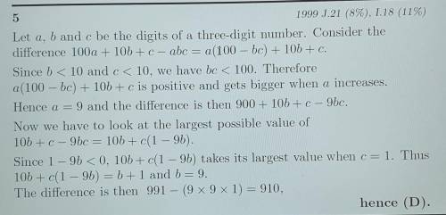 For each of the three-digit numbers with no digits zero, the difference

between the number itself