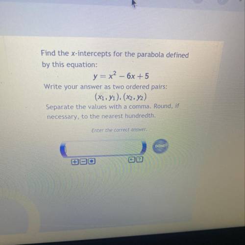 Find the x-intercepts for the parabola defined by this equation