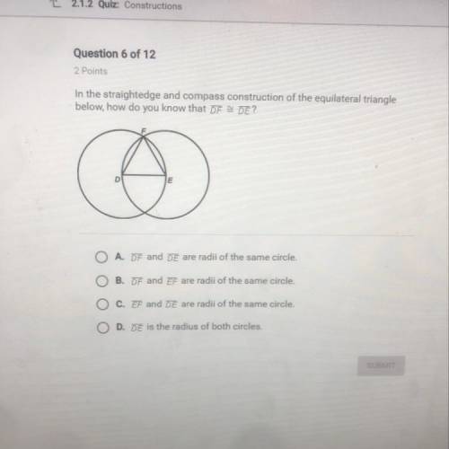 In the straightedge and compass construction of the equilateral triangle

below, how do you know t