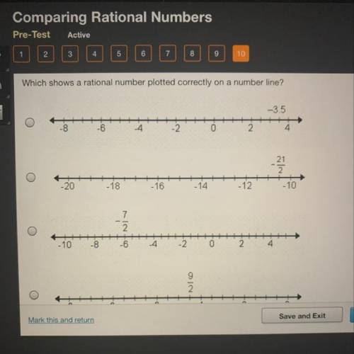 Which shows a rational number plotted correctly on a number line?

-3.5
-8.
-6
-4
-2
0
N
21
2
20
-