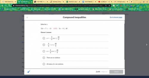 12x+7< -11 AND 5x−8≥40 need help asap