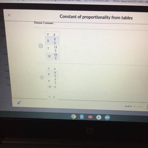 Which table has a constant of proportionality between y and x 1 5