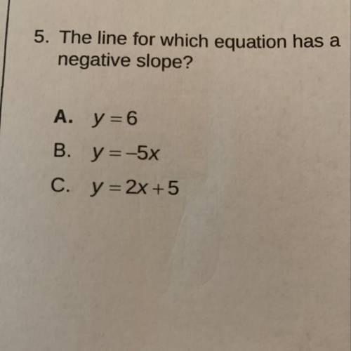 The line for which equation has negative slope?