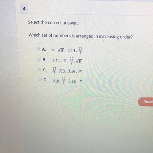 Which set of numbers is arranged in increasing order?