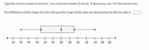 The difference of the range and the interquartile range of the data set represented by the box plot